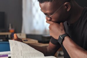 man reading a book