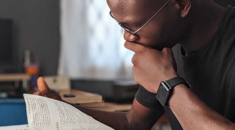 man reading a book